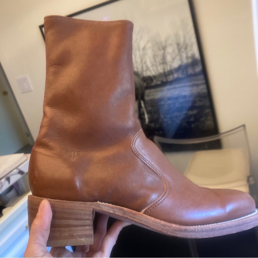 RARE Vintage Frye slim ankle 70’s USA boots campus men’s 8.5 womens 10 Brown tan